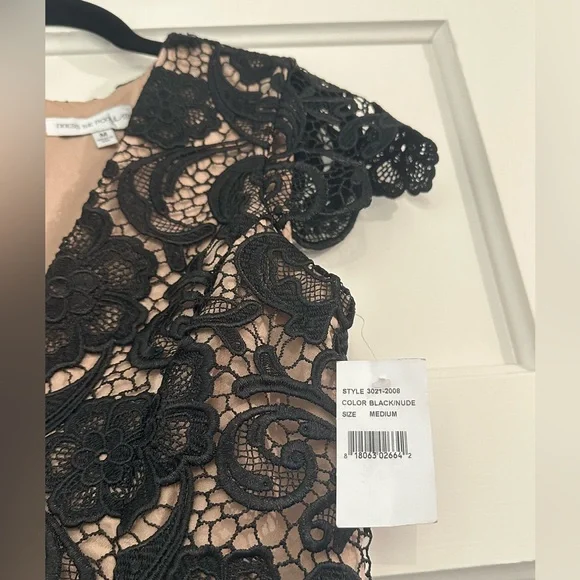 Dress the Population Juliette Lace Romper NWT Black & Nude Size Medium - Picture 6 of 12